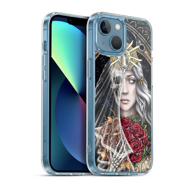 Sarah Richter Gothic Bride Half Skeleton With Roses Soft Gel Case for Apple iPhone 13 Mini & MagSafe