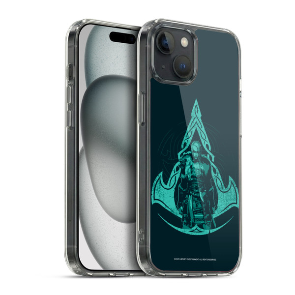 Assassin's Creed Valhalla Compositions Crest And Female Eivor Soft Gel Case for Apple iPhone 15 Plus & MagSafe