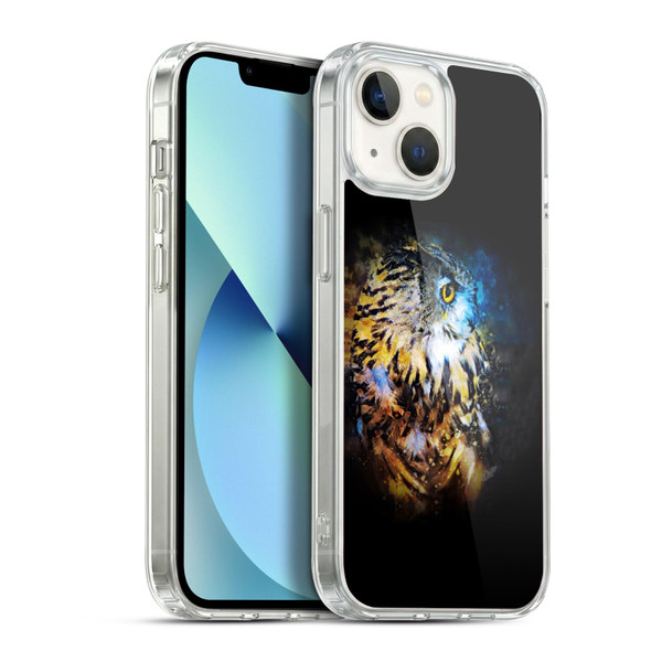 Riza Peker Animal Abstract Owl Splash Soft Gel Case for Apple iPhone 13