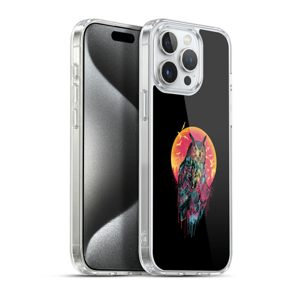 Riza Peker Animal Abstract Midnight Owl Soft Gel Case for Apple iPhone 15 Pro Max & MagSafe