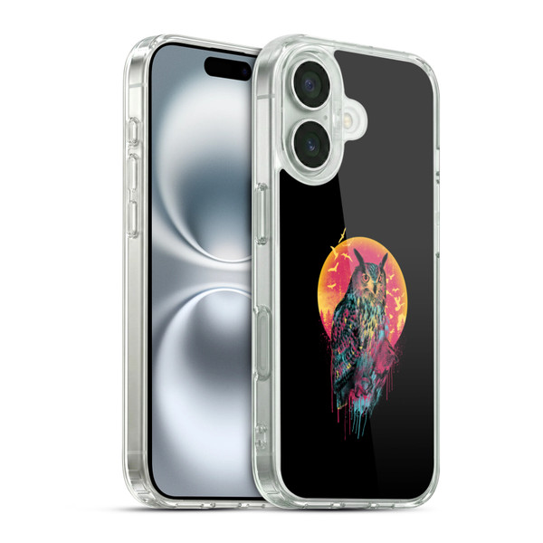 Riza Peker Animal Abstract Midnight Owl Soft Gel Case for Apple iPhone 16 & MagSafe