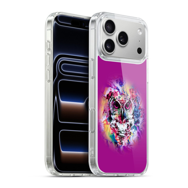 Riza Peker Animal Abstract Neon Owl Soft Gel Case for Apple iPhone 17 Pro Max