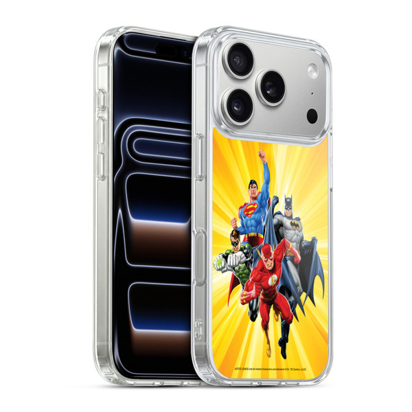 Justice League DC Comics Airbrushed Heroes Yellow Soft Gel Case for Apple iPhone 17 Pro