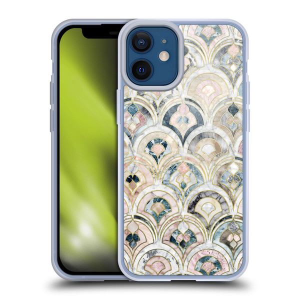 Micklyn Le Feuvre Marble Patterns Art Deco Tiles In Soft Pastels Soft Gel Case for Apple iPhone 12 Mini