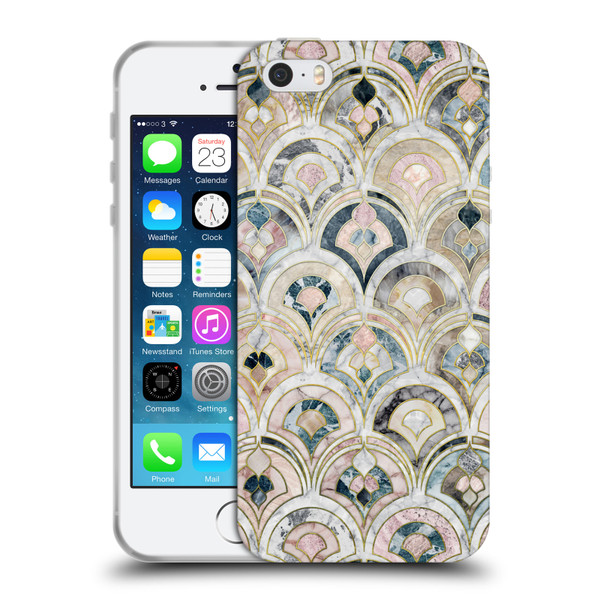 Micklyn Le Feuvre Marble Patterns Art Deco Tiles In Soft Pastels Soft Gel Case for Apple iPhone 5 / 5s / iPhone SE 2016