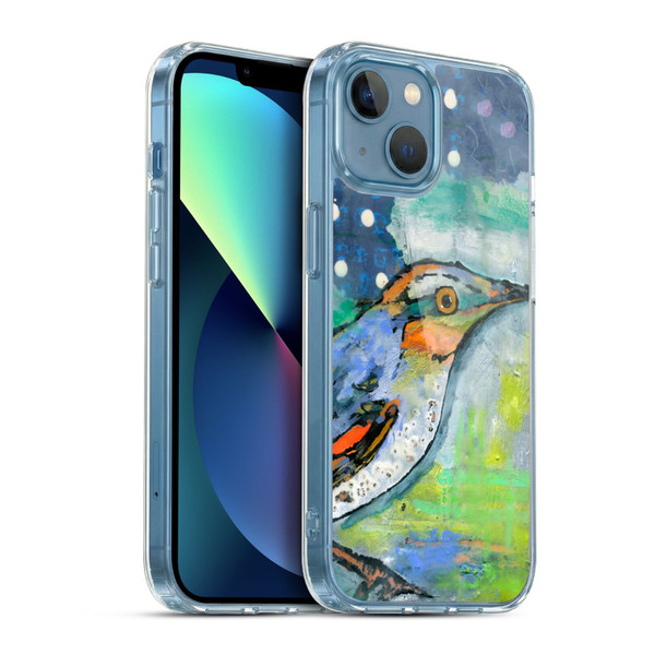 Wyanne Birds Blue and Orange Feathers Soft Gel Case for Apple iPhone 13 Mini & MagSafe