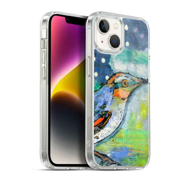 Wyanne Birds Blue and Orange Feathers Soft Gel Case for Apple iPhone 14