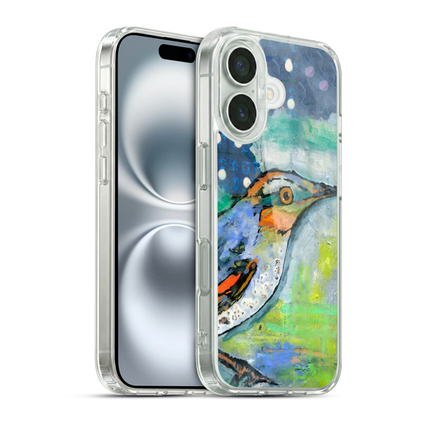 Wyanne Birds Blue and Orange Feathers Soft Gel Case for Apple iPhone 16 & MagSafe