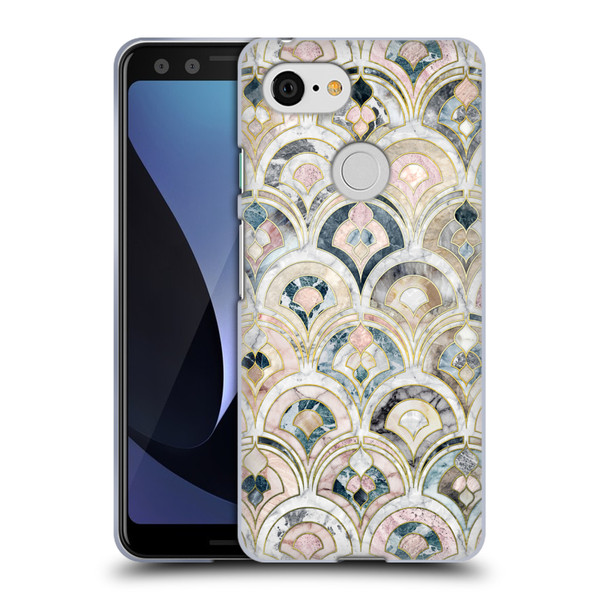 Micklyn Le Feuvre Marble Patterns Art Deco Tiles In Soft Pastels Soft Gel Case for Google Pixel 3