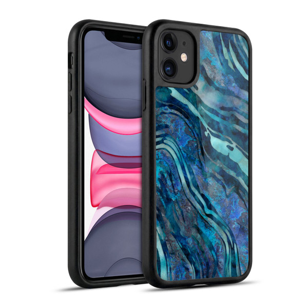 LebensArt Geo Liquid Marble Blue Tea Gel Armour Case For Apple iPhone 11