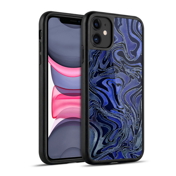 LebensArt Geo Liquid Marble Indigo Gel Armour Case For Apple iPhone 11