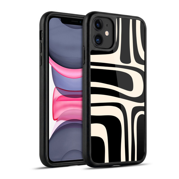 Kierkegaard Design Studio Retro Abstract Patterns Palm Springs Black Cream Gel Armour Case For Apple iPhone 11