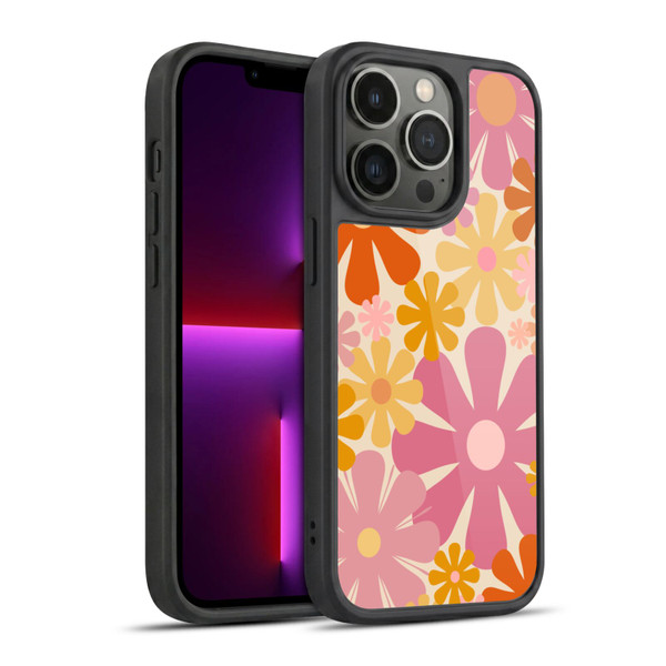 Kierkegaard Design Studio Retro Abstract Patterns Pink Orange Thulian Flowers Gel Armour Case For Apple iPhone 13 Pro