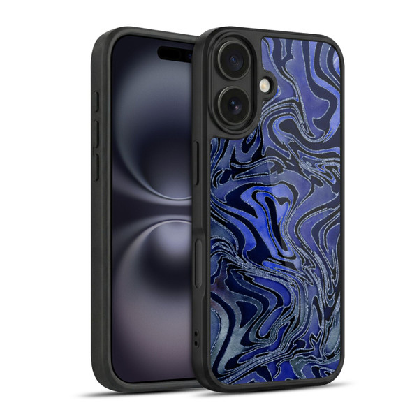LebensArt Geo Liquid Marble Indigo Gel Armour Case For Apple iPhone 16