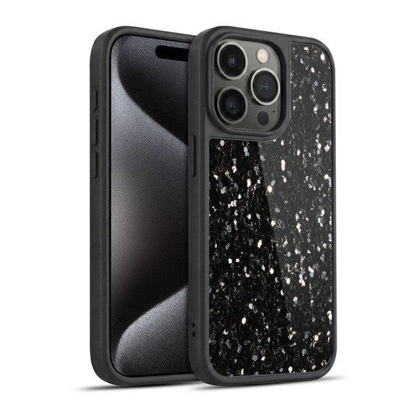PLdesign Glitter Sparkles Black And White Gel Armour Case For Apple iPhone 15 Pro