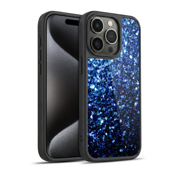 PLdesign Glitter Sparkles Dark Blue Gel Armour Case For Apple iPhone 15 Pro