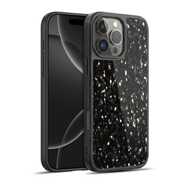 PLdesign Glitter Sparkles Black And White Gel Armour Case For Apple iPhone 16 Pro Max