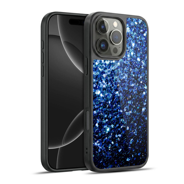 PLdesign Glitter Sparkles Dark Blue Gel Armour Case For Apple iPhone 16 Pro Max