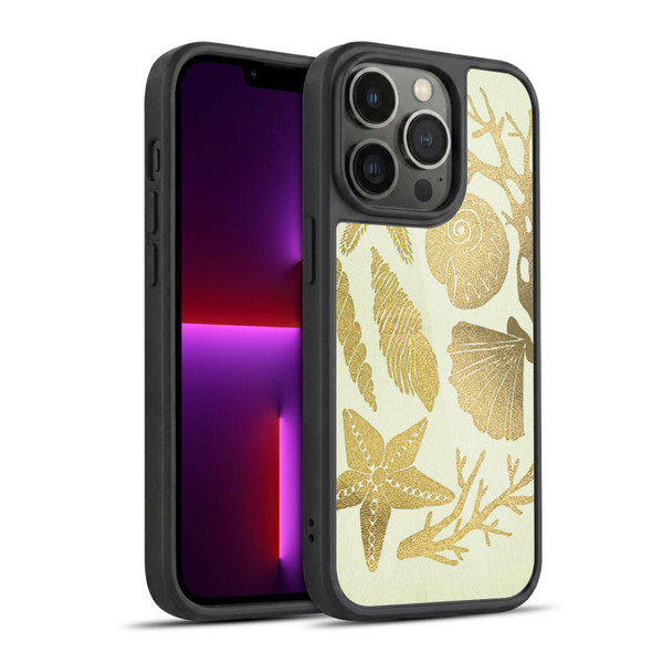 Cat Coquillette Sea Seashells Gold Gel Armour Case For Apple iPhone 13 Pro