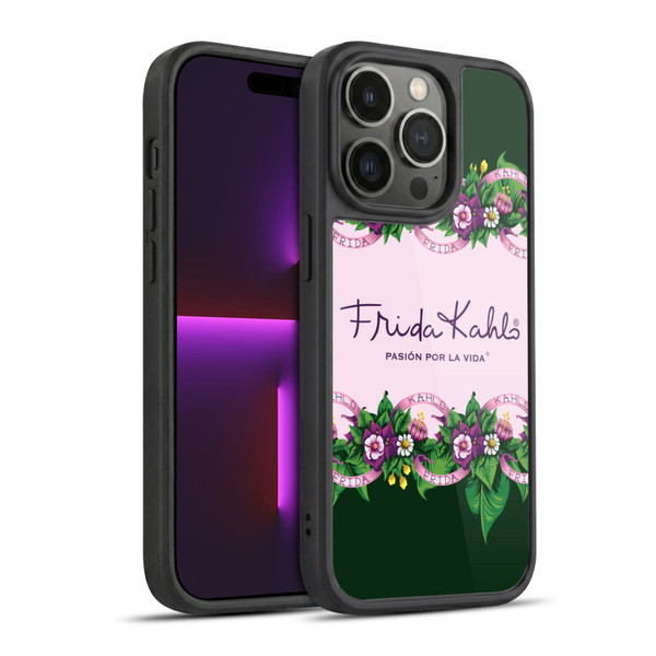 Frida Kahlo Purple Florals Border Gel Armour Case For Apple iPhone 14 Pro