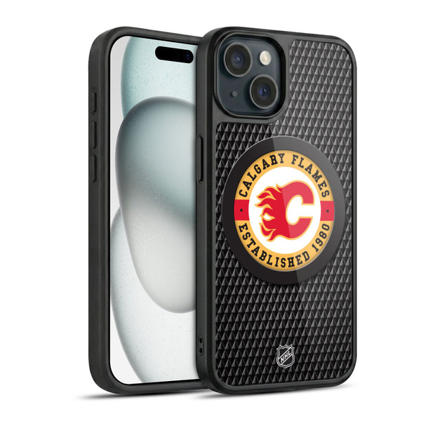 NHL Calgary Flames Puck Texture Gel Armour Case For Apple iPhone 15