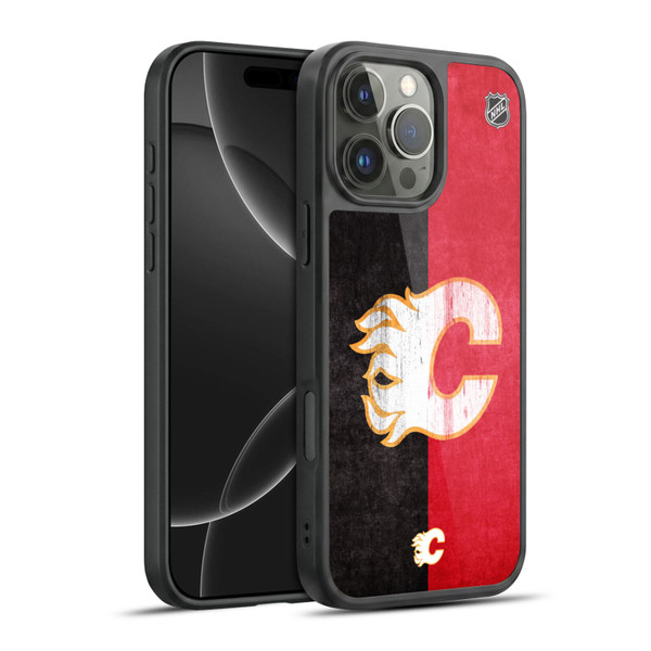 NHL Calgary Flames Half Distressed Gel Armour Case For Apple iPhone 16 Pro Max
