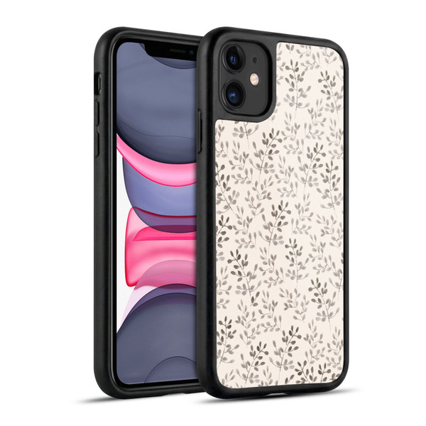 Anis Illustration Mix Pattern Tiny Leaves Beige Gel Armour Case For Apple iPhone 11