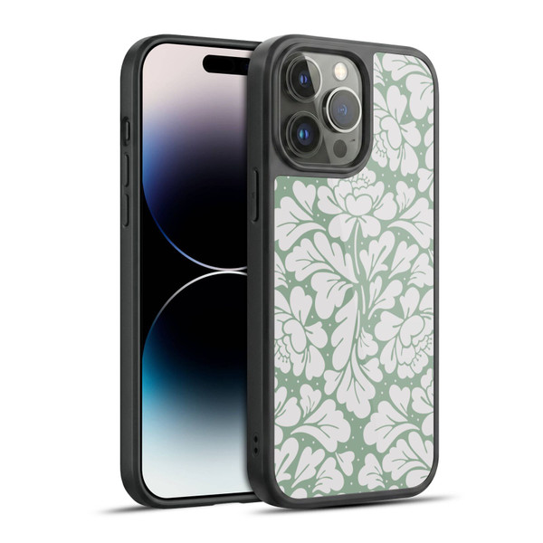 Anis Illustration Mix Pattern Baroque Pastel Green Gel Armour Case For Apple iPhone 14 Pro Max