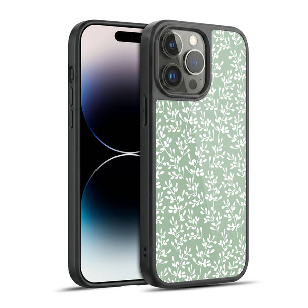 Anis Illustration Mix Pattern Tiny Leaves Green Gel Armour Case For Apple iPhone 14 Pro Max