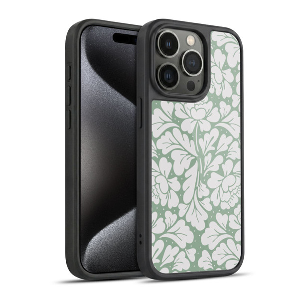 Anis Illustration Mix Pattern Baroque Pastel Green Gel Armour Case For Apple iPhone 15 Pro