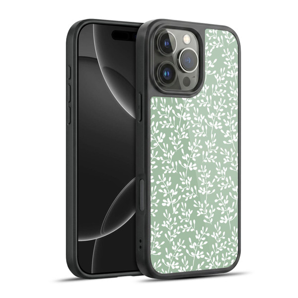 Anis Illustration Mix Pattern Tiny Leaves Green Gel Armour Case For Apple iPhone 16 Pro Max