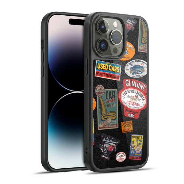 Busted Knuckle Garage Graphics Patches Gel Armour Case For Apple iPhone 14 Pro Max