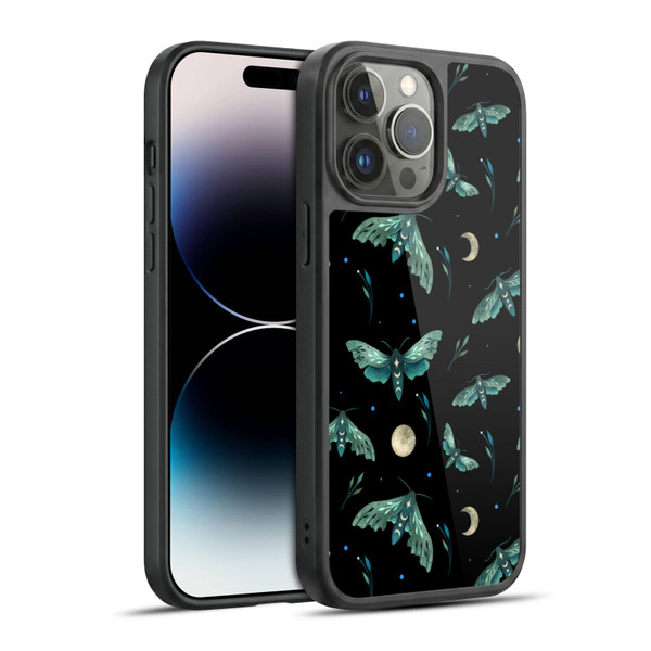 Episodic Drawing Art Lime Hawk Moth Pattern Gel Armour Case For Apple iPhone 14 Pro Max