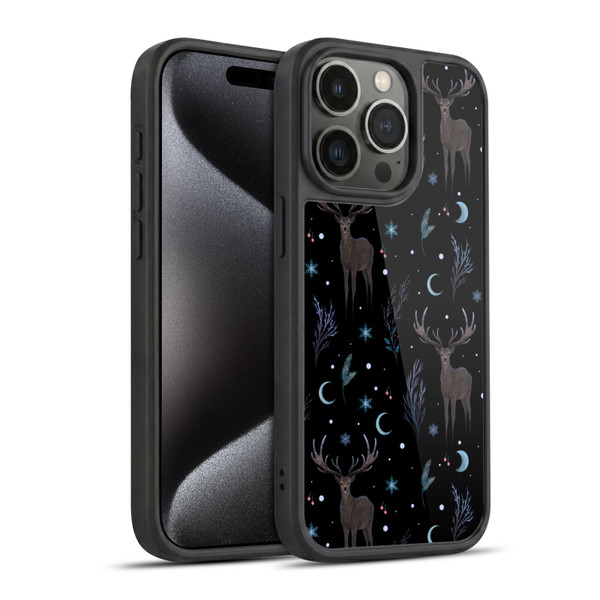 Episodic Drawing Art Winter Deer Pattern Gel Armour Case For Apple iPhone 15 Pro