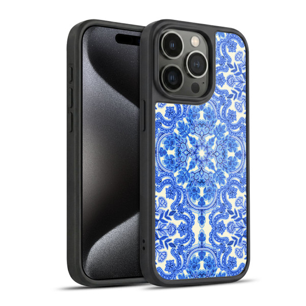 Micklyn Le Feuvre Floral Patterns Cobalt Blue And White Gel Armour Case For Apple iPhone 15 Pro