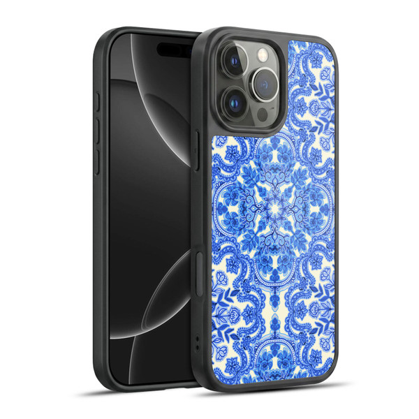 Micklyn Le Feuvre Floral Patterns Cobalt Blue And White Gel Armour Case For Apple iPhone 16 Pro Max
