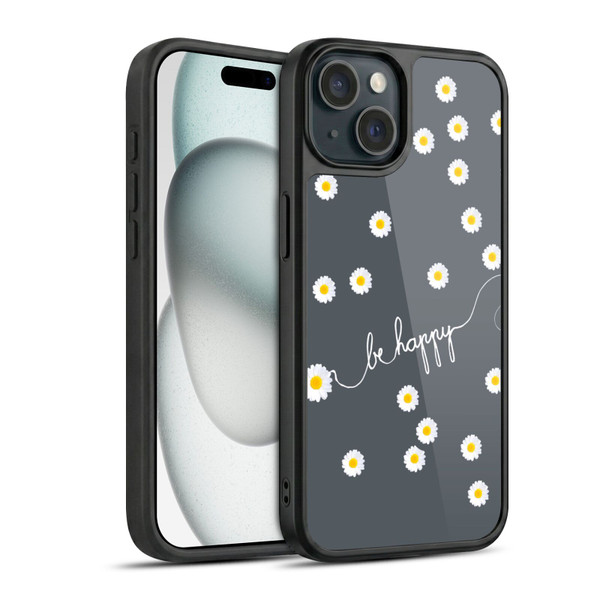 Monika Strigel Happy Daisy Grey Gel Armour Case For Apple iPhone 15