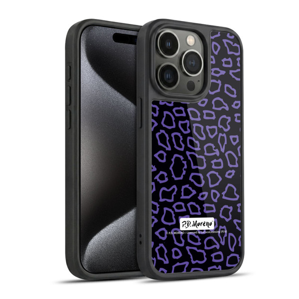 P.D. Moreno Patterns Black Purple Gel Armour Case For Apple iPhone 15 Pro