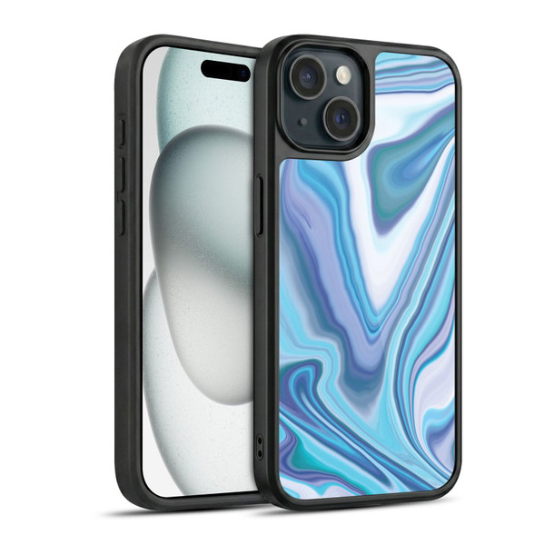 Suzan Lind Marble Dark Blue Pastel Gel Armour Case For Apple iPhone 15
