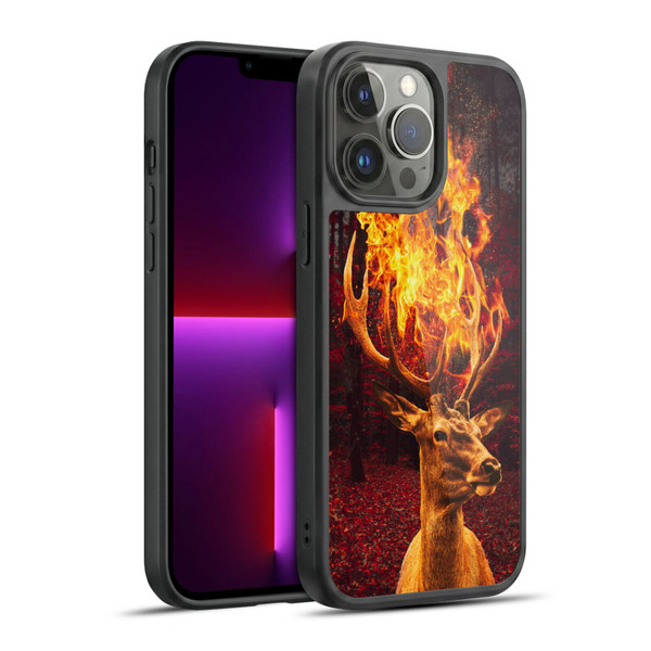 Dave Loblaw Animals Fire Deer Forest Gel Armour Case For Apple iPhone 13 Pro Max
