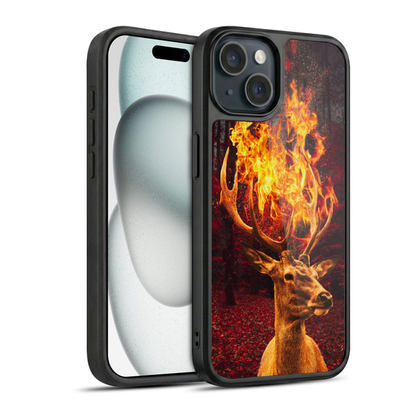 Dave Loblaw Animals Fire Deer Forest Gel Armour Case For Apple iPhone 15
