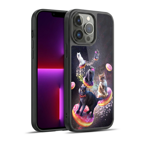 Random Galaxy Animals Space Cats Riding Donuts Gel Armour Case For Apple iPhone 13 Pro Max