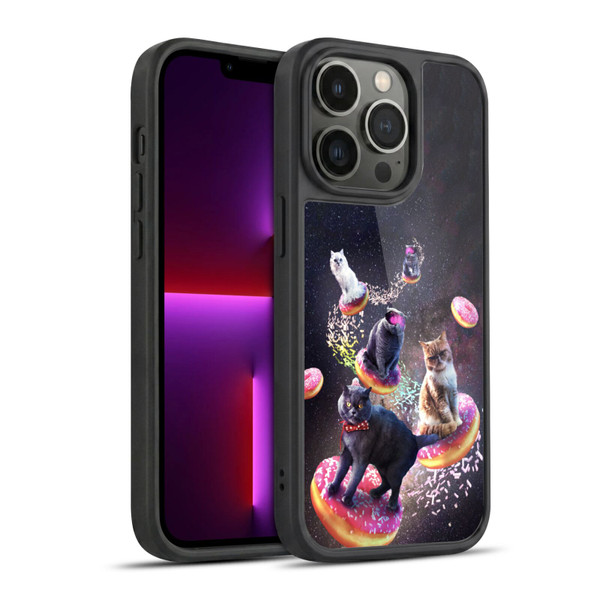 Random Galaxy Animals Space Cats Riding Donuts Gel Armour Case For Apple iPhone 13 Pro