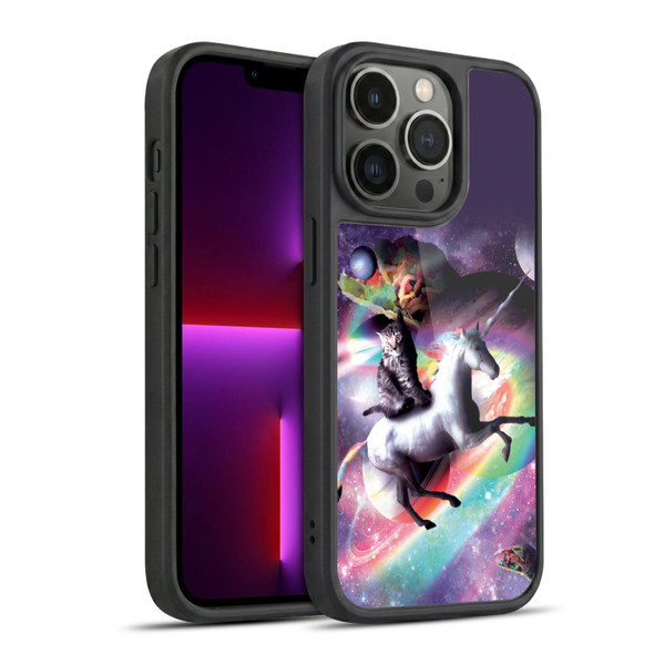 Random Galaxy Animals Space Cat Riding Unicorn Gel Armour Case For Apple iPhone 13 Pro
