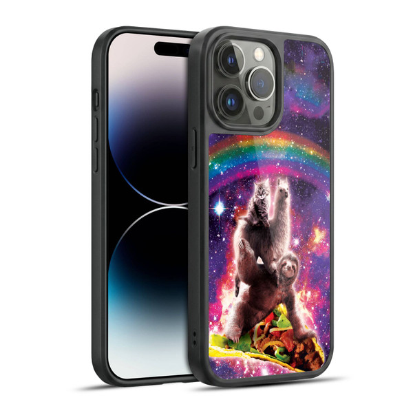Random Galaxy Animals Space Cat Llama Sloth On Taco Gel Armour Case For Apple iPhone 14 Pro Max