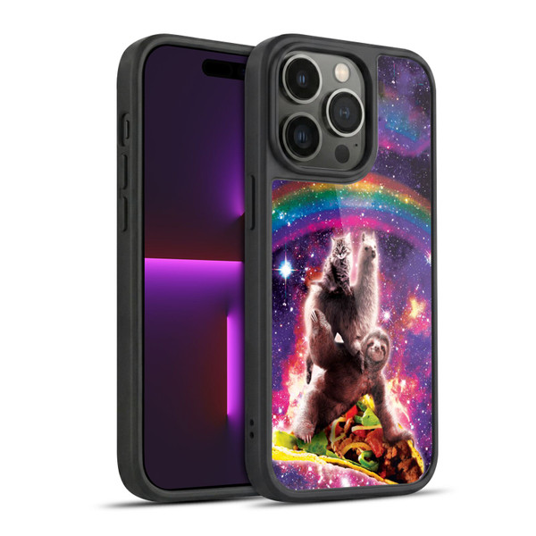 Random Galaxy Animals Space Cat Llama Sloth On Taco Gel Armour Case For Apple iPhone 14 Pro