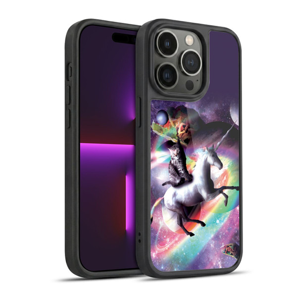 Random Galaxy Animals Space Cat Riding Unicorn Gel Armour Case For Apple iPhone 14 Pro