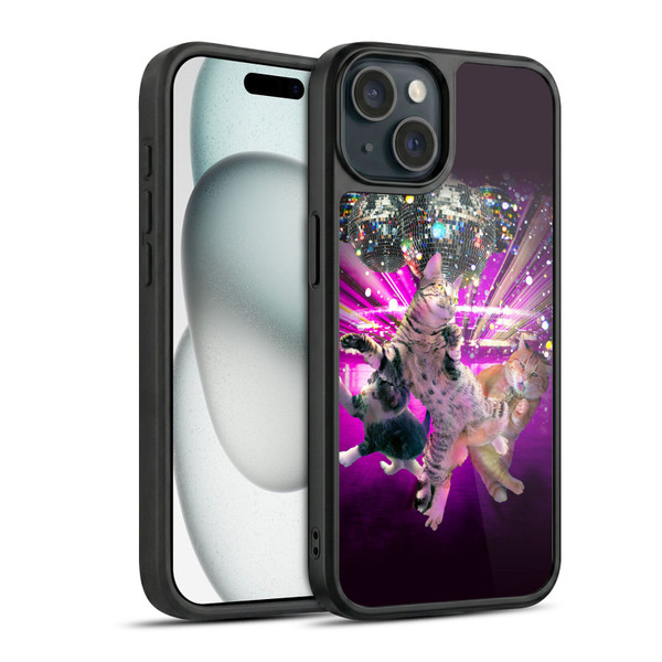 Random Galaxy Animals Disco Dancing Cat Gel Armour Case For Apple iPhone 15