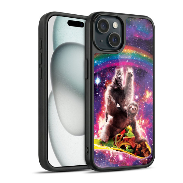 Random Galaxy Animals Space Cat Llama Sloth On Taco Gel Armour Case For Apple iPhone 15