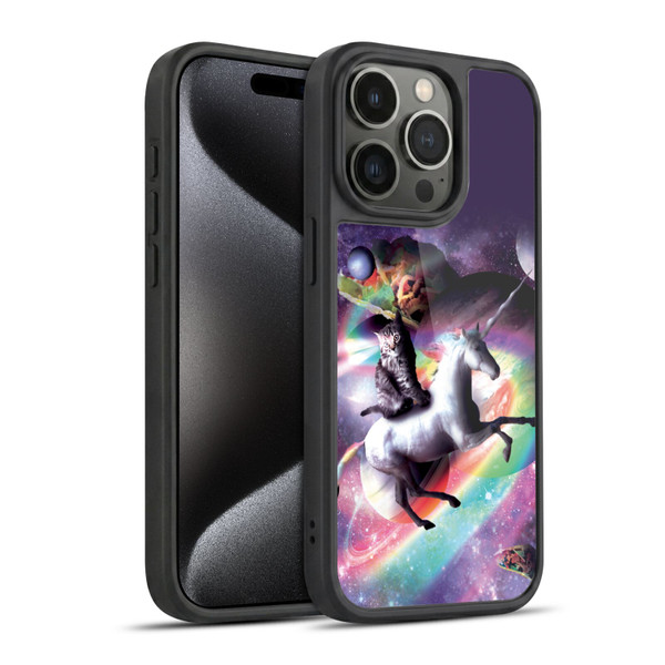 Random Galaxy Animals Space Cat Riding Unicorn Gel Armour Case For Apple iPhone 15 Pro